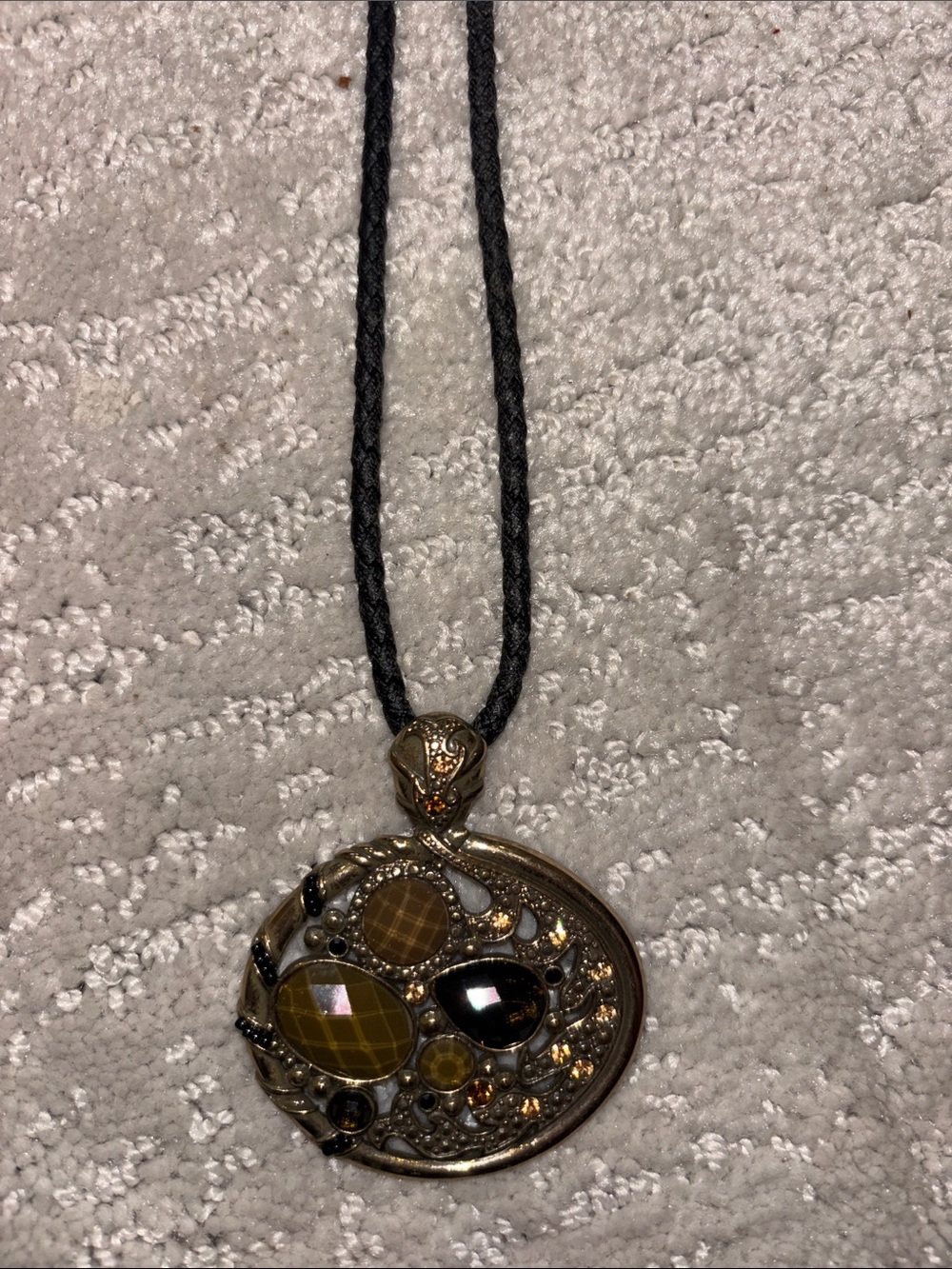 Gold-Tone Pendant Necklace with Black Cord